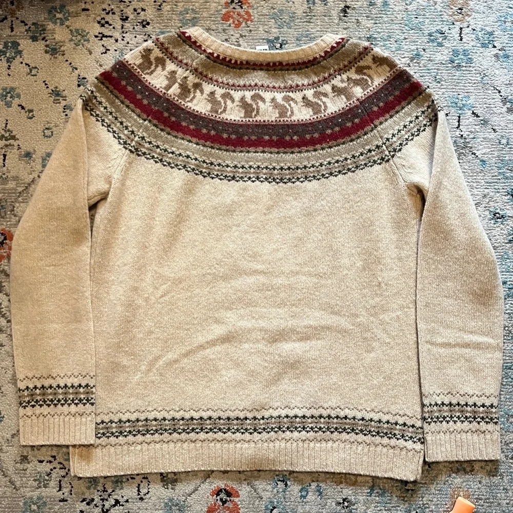 Appleseed’s Squirrel Fair Isle Wool Cardigan Sweater - Picture 14 of 17